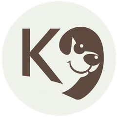 Round Mighty K9 brand icon with a big K and a dog's head forming a 9